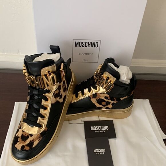 Moschino genuine calf hair detail basket sneaker size 7 new - Picture 2 of 16